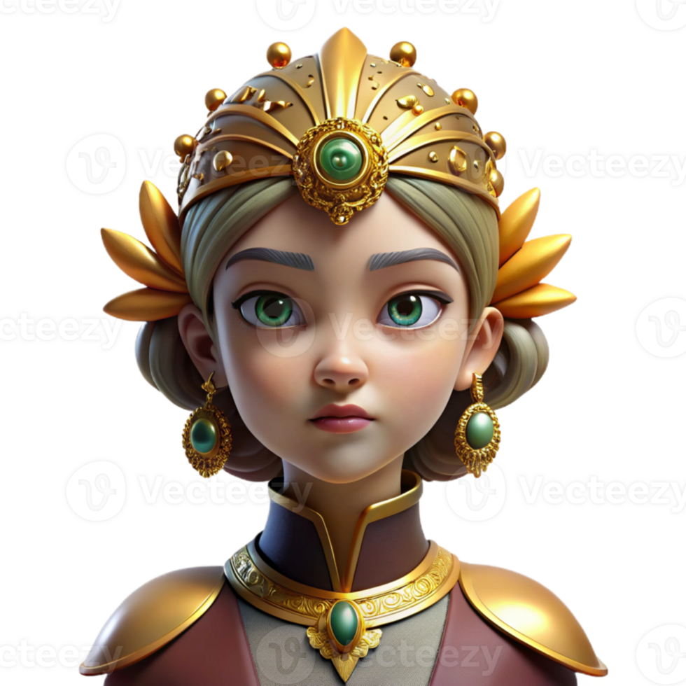 elegant vintage Portrait of a regal queen with an elaborate headdress of gold and jewels, a stern expression on her face. Dramatic chiaroscuro lighting high quality png