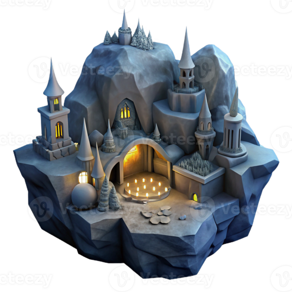 serene rustic Underground city, carved into rock, dimly lit, mysterious atmosphere, fantasy art, genuine png