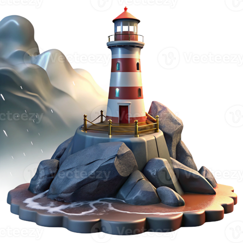 wonderful rustic A lone lighthouse on a rocky cliff, dramatic lighting, stormy seas, romanticism style exclusive png