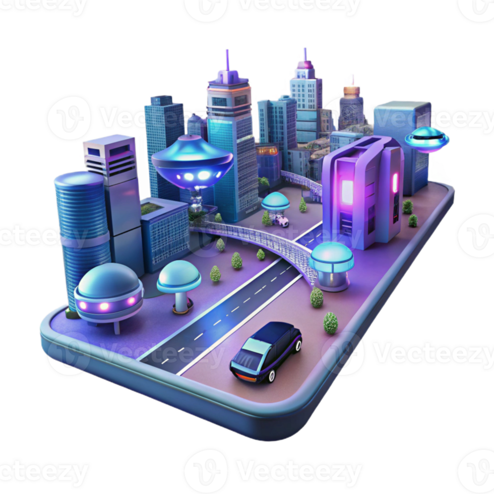 extraordinary minimalist A futuristic city street, holographic advertisements floating above, flying vehicles zipping through the air, lit by neon signs, cyberpunk style 4K png