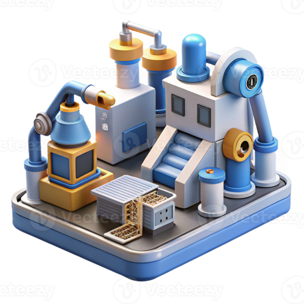 stunning creative A futuristic factory with automated robots working on assembly lines, industrial design style detailed png