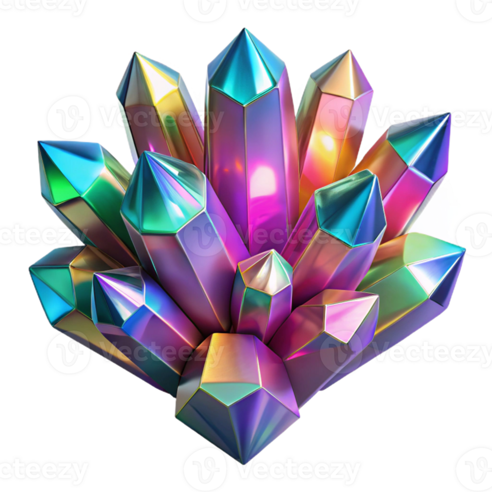impressive rustic A cluster of crystalline structures, refracting light in a dazzling display of colors, with a sharp focus and high contrast lighting high resolution png