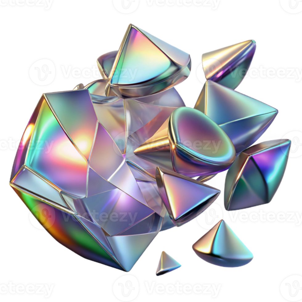 magnificent modern Shattered fragments of glass, reflecting iridescent light, creating a sense of fragility and beauty, with a high contrast, dramatic lighting high resolution png
