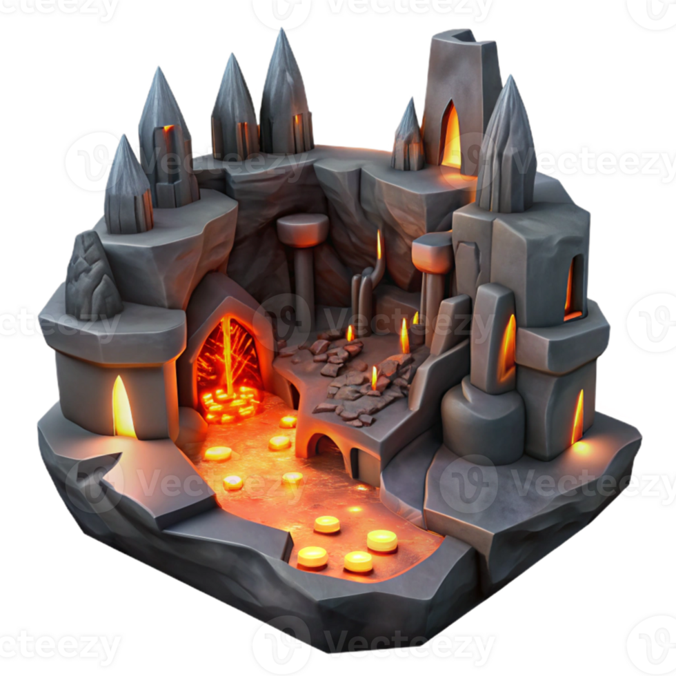 extraordinary modern Underground city, carved into rock formations, glowing lava flows, dramatic lighting, fantasy setting high resolution png
