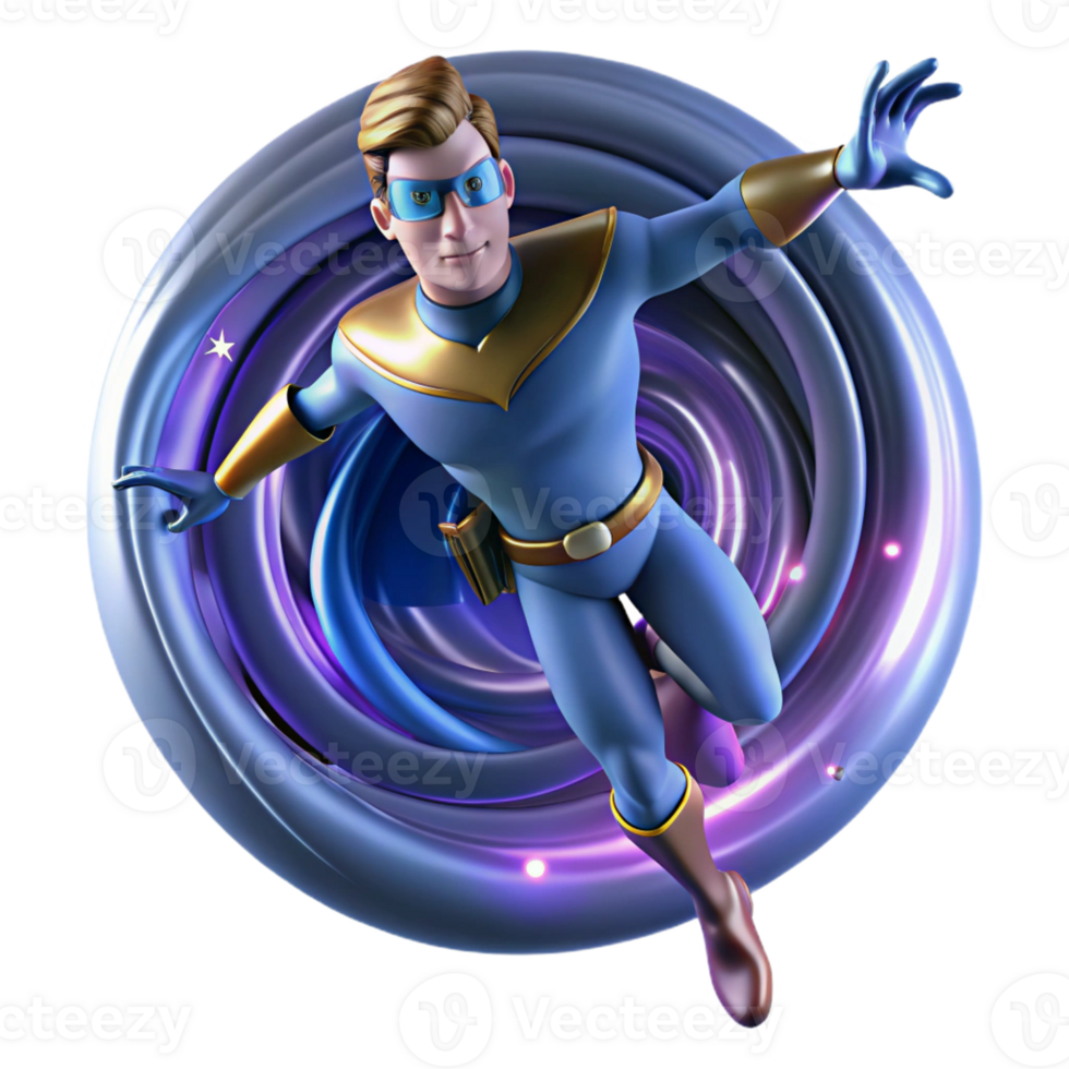 stunning minimalist A gravity superhero with a swirling vortex around their body, distorting space, floating in a nebula, cosmic lighting, sci-fi style genuine png