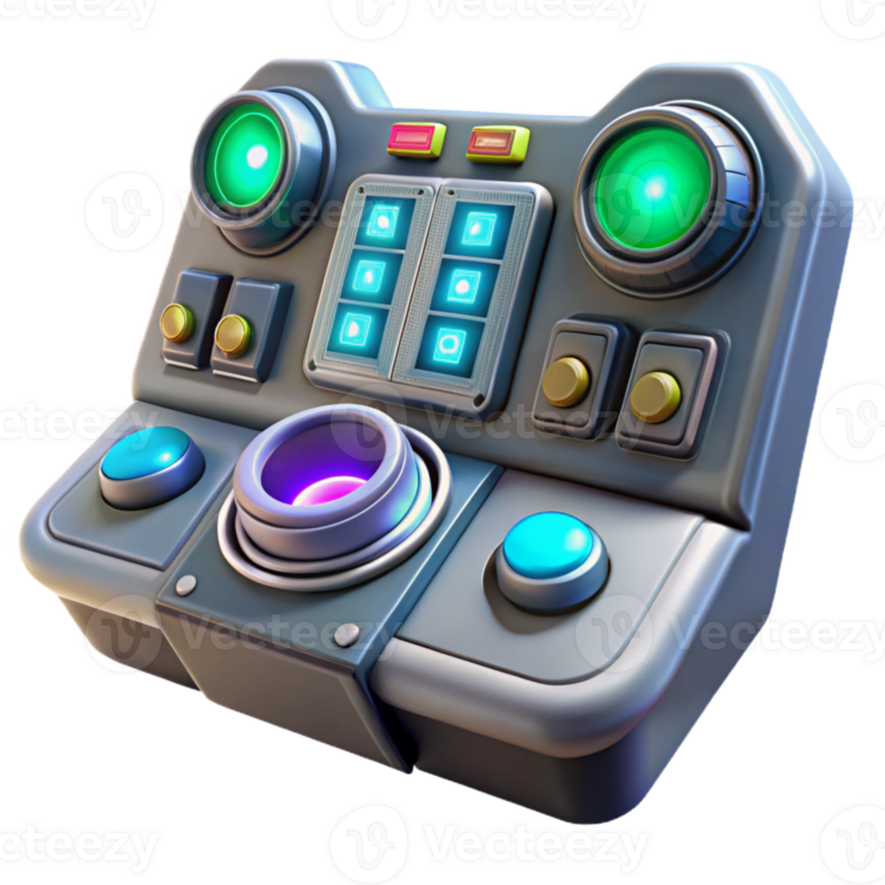 extraordinary contemporary A futuristic control panel with glowing buttons and dials, intricate detail, sci-fi style authentic png