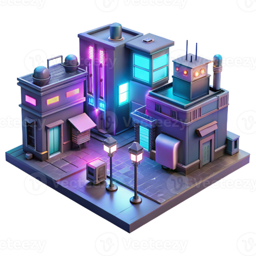extraordinary abstract Cyberpunk street scene, neon signs, holographic projections, gritty textures, night lighting, dystopian atmosphere high quality png
