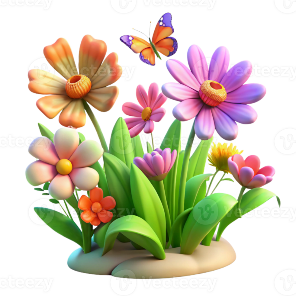 impressive rustic A cluster of vibrant wildflowers in a meadow, butterflies fluttering around, warm afternoon light, impressionistic style premium png
