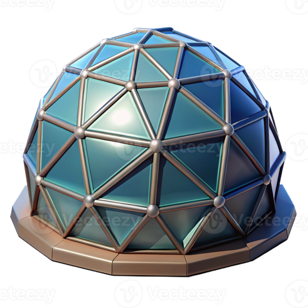 beautiful modern Geodesic dome, triangular panels, futuristic design, desert landscape, science fiction style genuine png