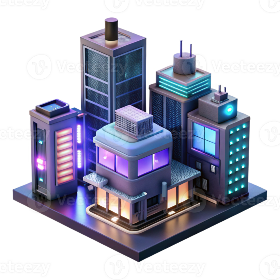 vibrant artistic Cyberpunk apartment complex, neon signs, holographic advertisements, rainy night, dystopian setting, exclusive png
