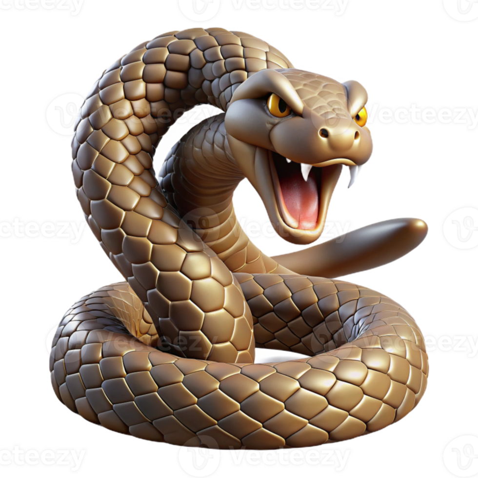 wonderful rustic A coiled rattlesnake mid-strike, detailed scales, dramatic lighting, dynamic action pose original png