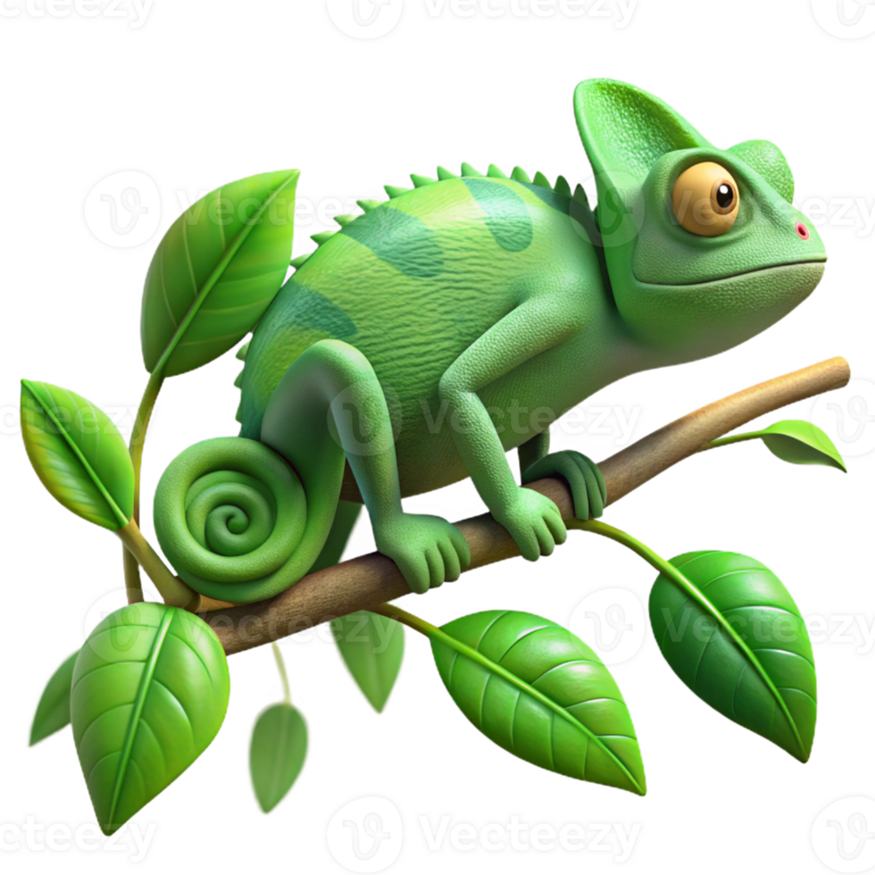 impressive rustic A chameleon camouflaged against a leafy branch, depicted in a detailed, realistic style with subtle color variations and soft, natural lighting high quality png