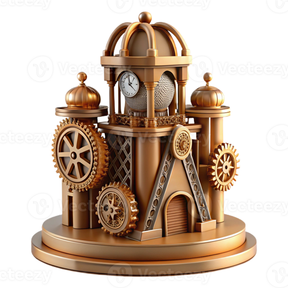 wonderful classic An intricate clock tower, steampunk aesthetics, gears and cogs, detailed textures high quality png