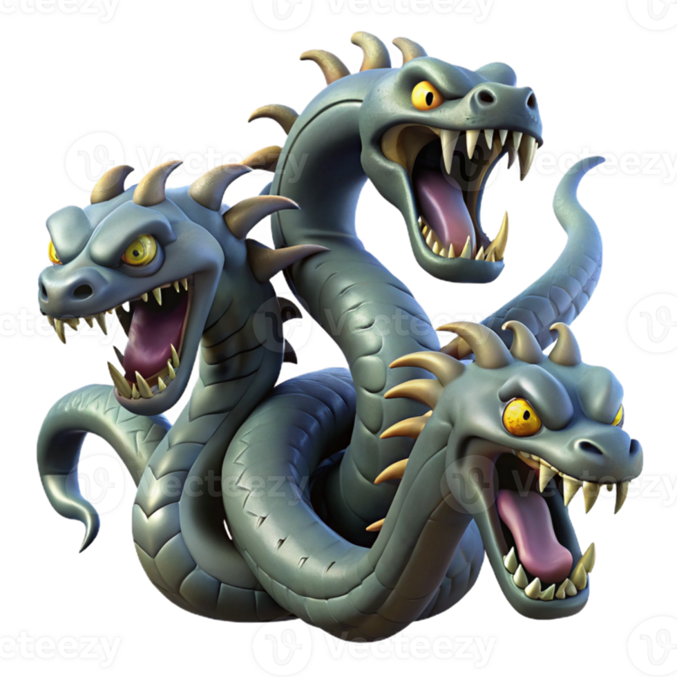 beautiful abstract A fierce hydra, its multiple heads hissing and snapping, surrounded by a swampy landscape. Dark, moody lighting. Fantasy art style genuine png