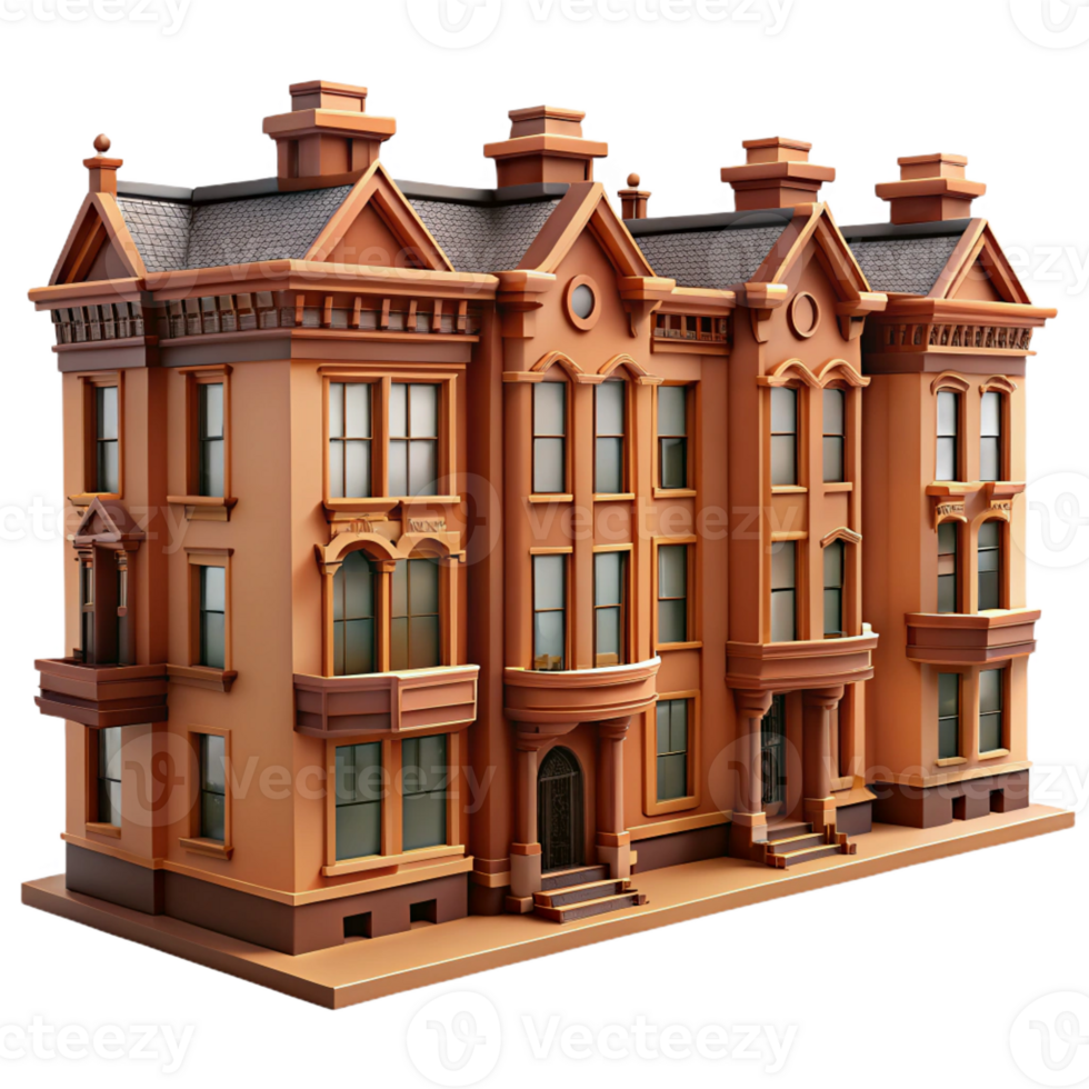 wonderful artistic A row of brownstone buildings with intricate architectural details. Architectural style, natural lighting 4K png