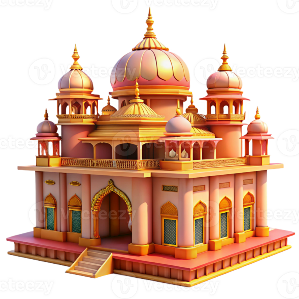 beautiful abstract Indian palace, ornate architecture, vibrant colors, intricate details, midday sun lighting high quality png