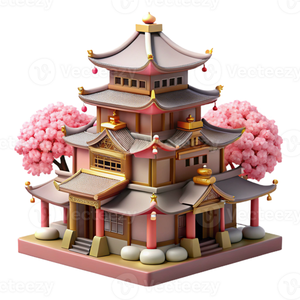 extraordinary traditional A traditional Japanese castle, intricate details, cherry blossoms, serene atmosphere original png