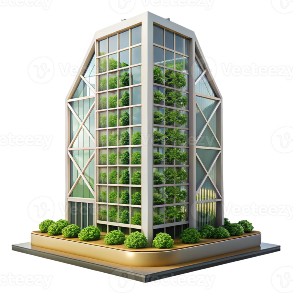 beautiful creative Urban greenhouse skyscraper, vertical farm integrated into building facade, lush greenery, soft diffused sunlight, futuristic concept art high resolution png