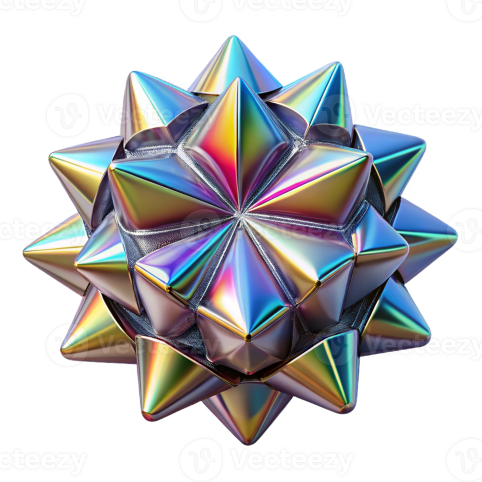 stunning artistic A kaleidoscope of tessellated, metallic shards, reflecting a spectrum of rainbow hues, with a high-gloss finish and a futuristic, cyberpunk style high resolution png