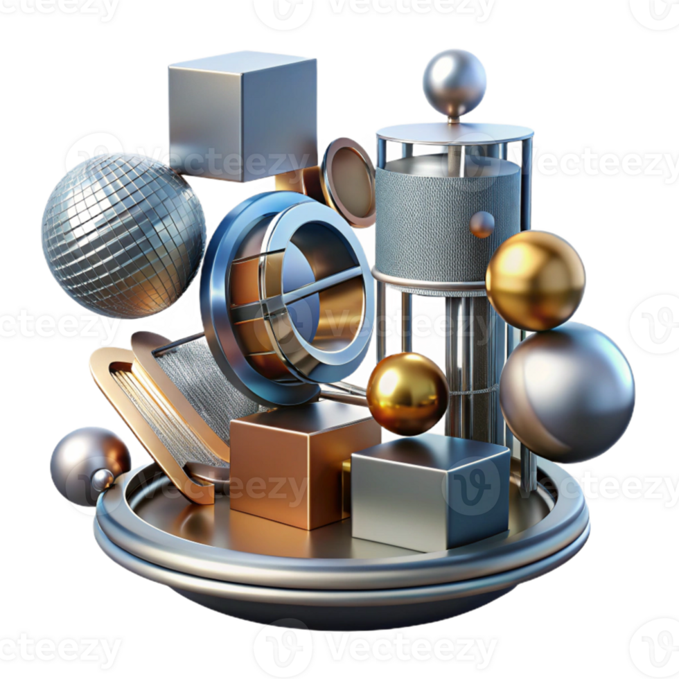 elegant creative Kinetic architecture, moving parts, dynamic composition, metallic materials, futuristic design, exclusive png