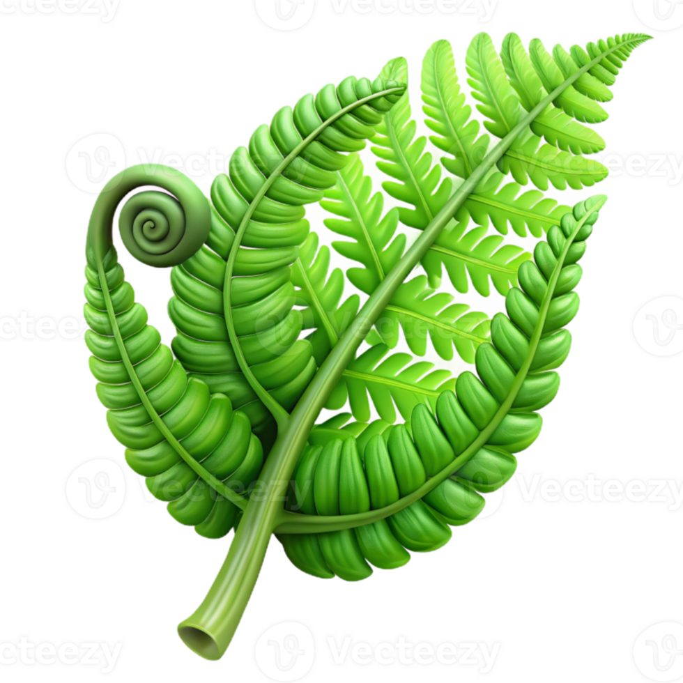 stunning rustic A lush green fern frond unfurling, intricate details, botanical illustration style, soft lighting authentic png