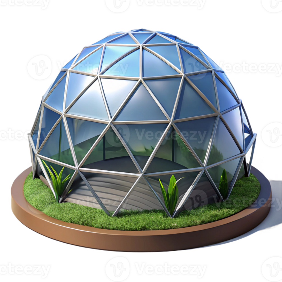 wonderful traditional A geodesic dome greenhouse in a desert landscape, futuristic design, contrasting textures detailed png