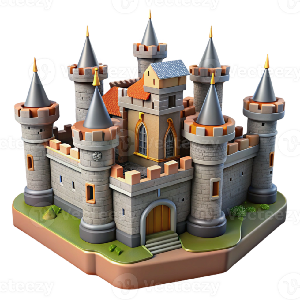 stunning abstract Medieval castle, stone walls, fortified towers, dramatic lighting, historical setting detailed png