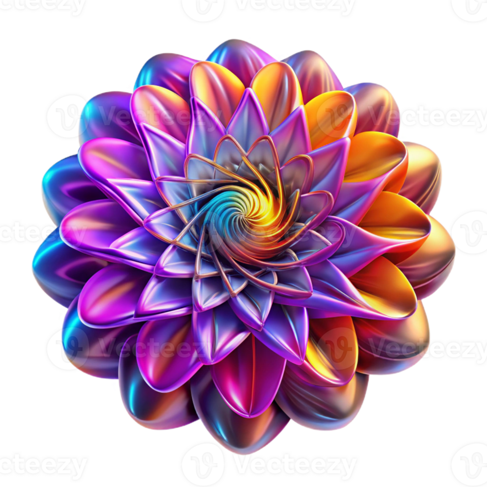 wonderful modern A digital rendering of a fractal flame, with intricate details and vibrant colors, illuminated by a pulsating light source. Psychedelic style high resolution png