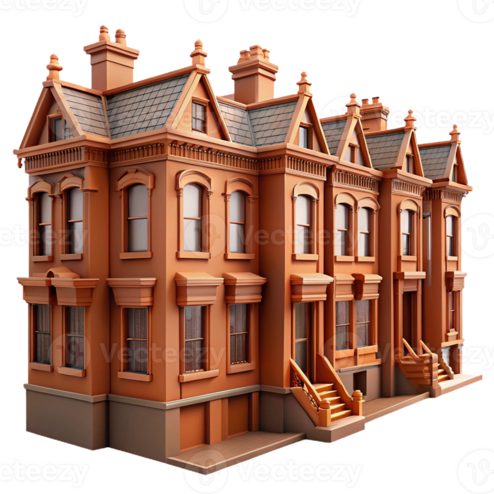magnificent artistic A row of brownstone buildings with intricate architectural details. Architectural style, natural lighting high quality png