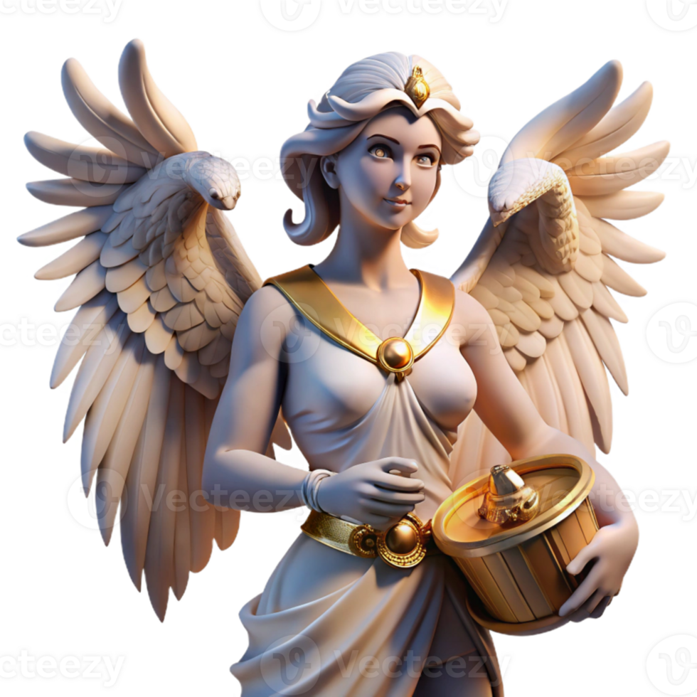 wonderful classic A graceful harpy with the head of a woman and body of a bird, clutching a stolen treasure, Baroque style, dramatic lighting professional png