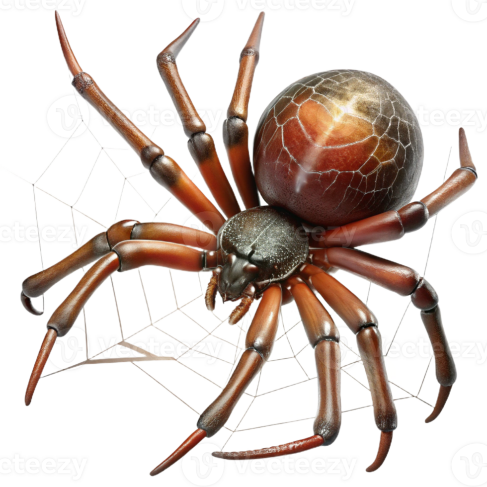 wonderful creative A close-up of a spider spinning a web, intricate details, delicate threads, macro photography genuine png