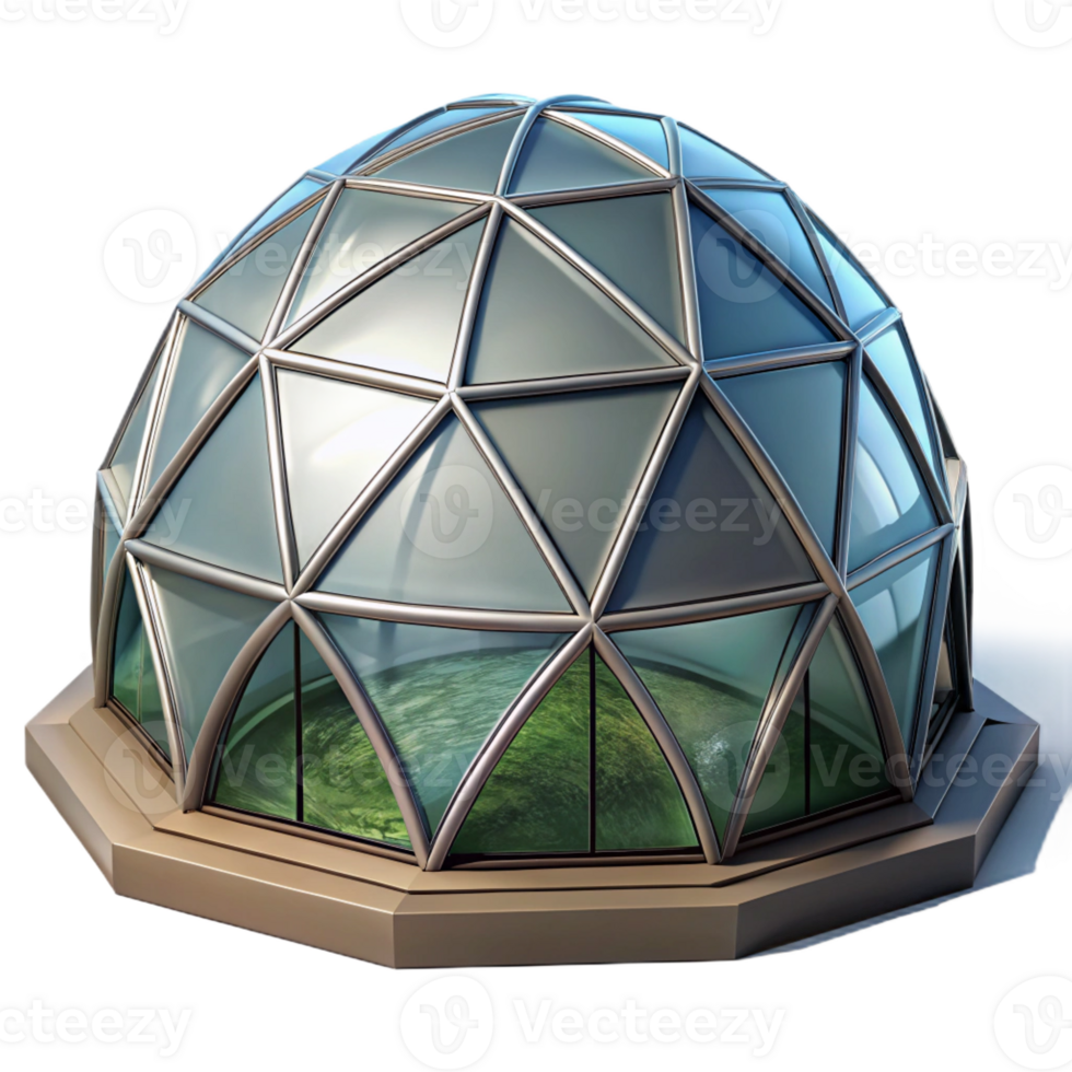 vibrant classic A geodesic dome greenhouse in a desert landscape, futuristic design, contrasting textures 4K png