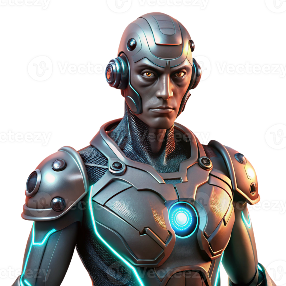 wonderful vintage A cybernetically enhanced human with glowing implants, dark and gritty, cyberpunk style, dramatic lighting genuine png