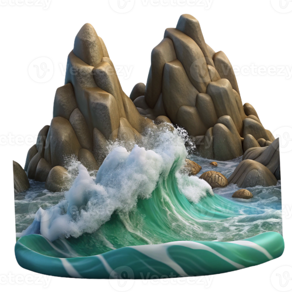 elegant minimalist A rocky coastline with crashing waves, dramatic and stormy weather, powerful and dynamic style high resolution png