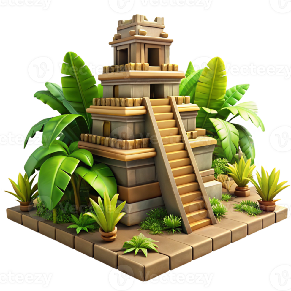 magnificent minimalist Ancient Mayan temple, intricate carvings, lush jungle setting, dappled sunlight, photorealistic, professional png