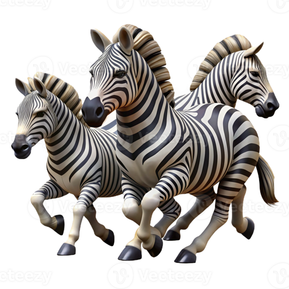 elegant minimalist A herd of zebras galloping across the African savanna, their stripes creating a mesmerizing pattern, in a dynamic, powerful style detailed png