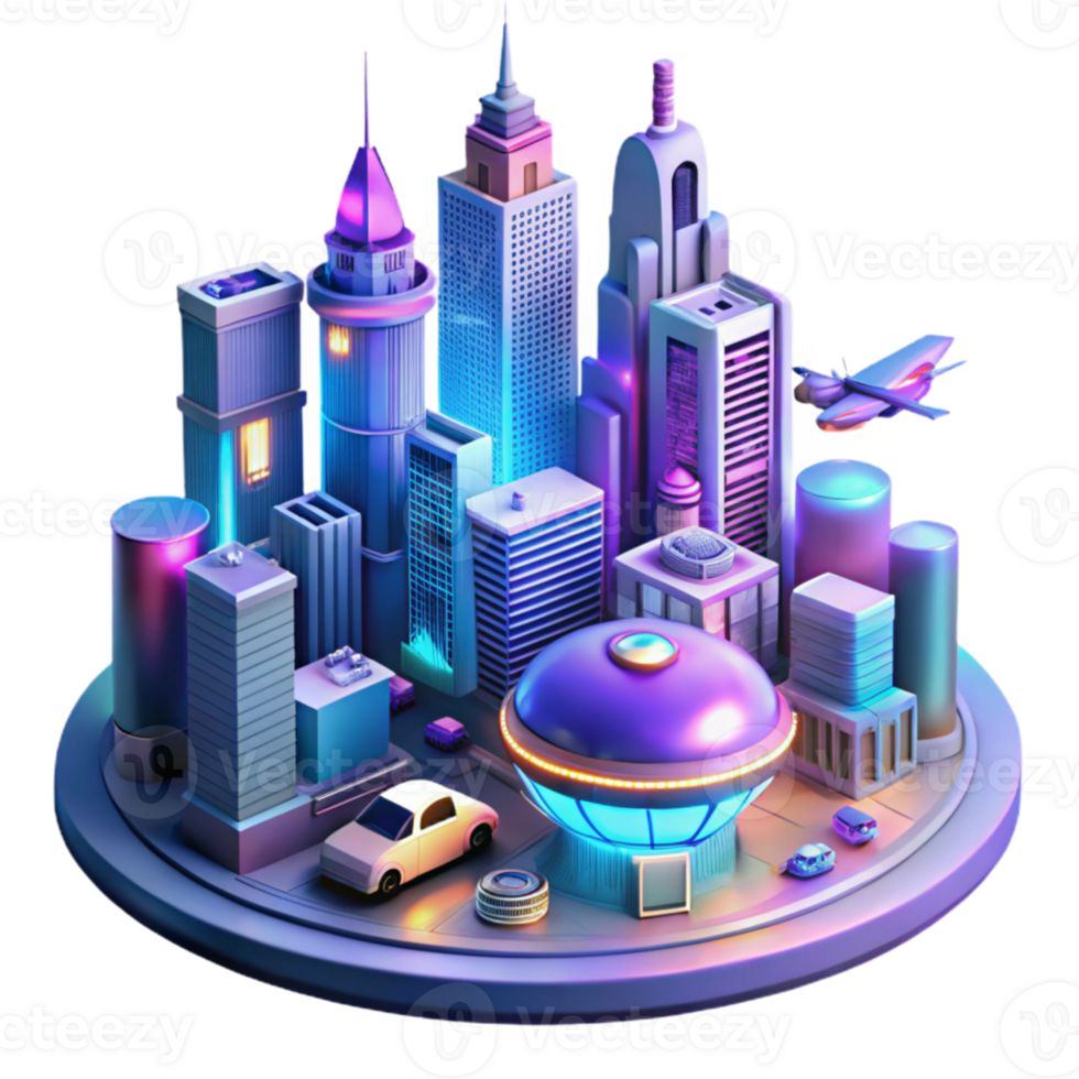 beautiful artistic Futuristic cityscape, flying vehicles, neon lights, cyberpunk aesthetic, vibrant colors, digital art detailed png