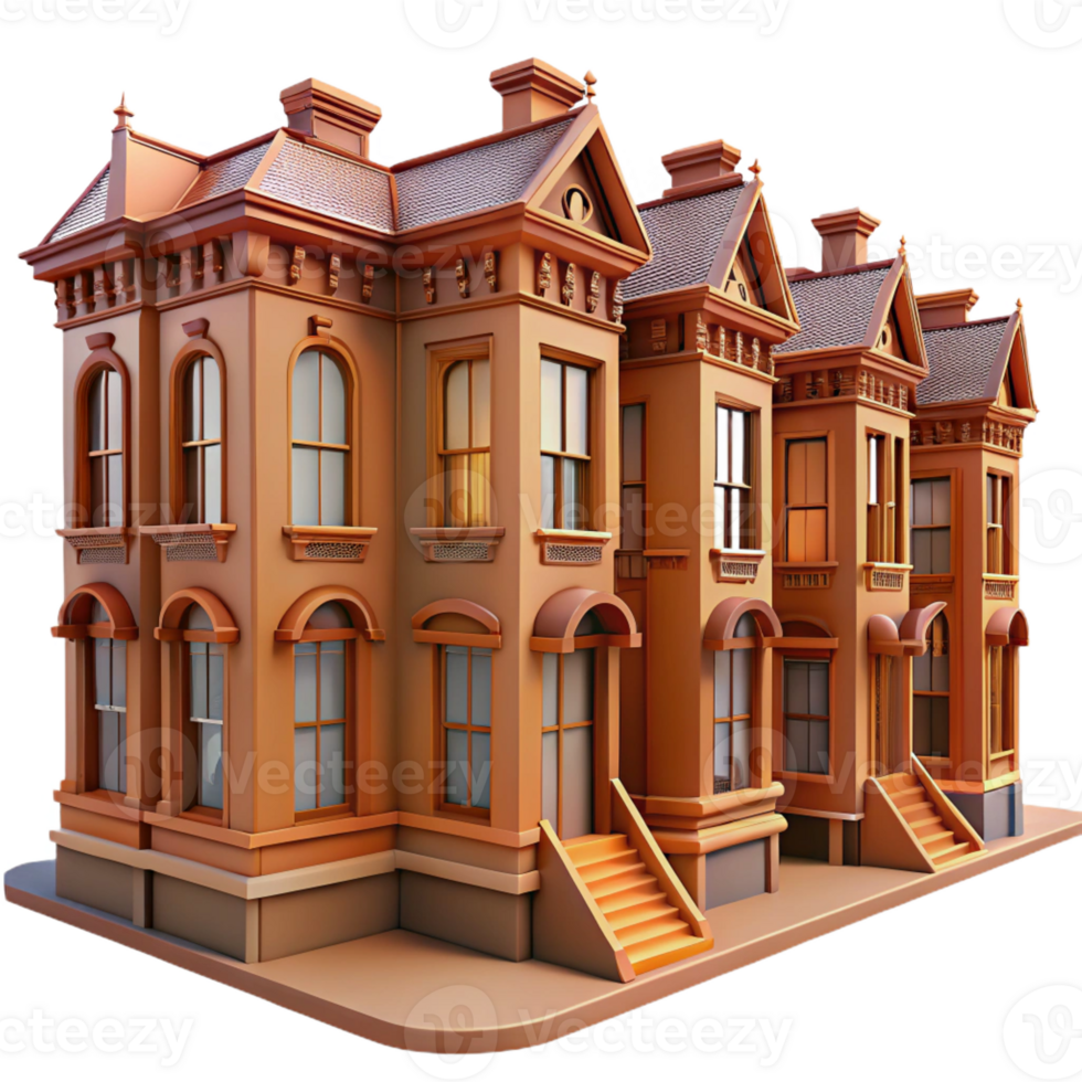 beautiful contemporary A row of brownstone buildings with intricate architectural details. Architectural style, natural lighting detailed png