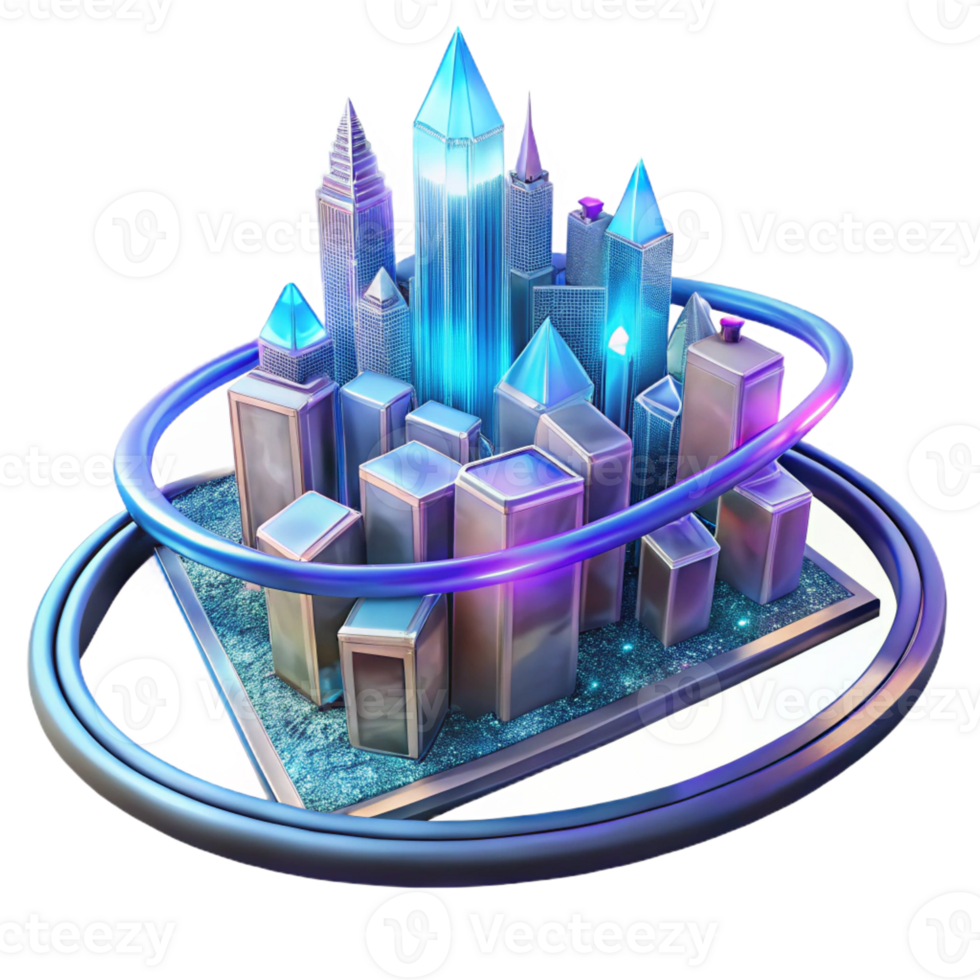 vibrant rustic A futuristic cityscape made of interconnected crystals and neon light trails, illuminated by a pulsating, chromatic glow, Cyberpunk style genuine png