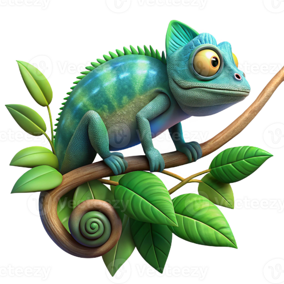 wonderful rustic A chameleon camouflaged against a leafy branch, depicted in a detailed, realistic style with subtle color variations and soft, natural lighting professional png