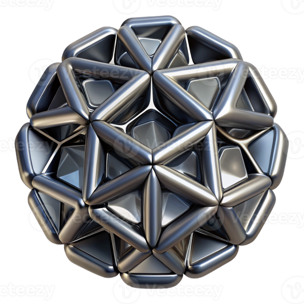 stunning creative Geometric shapes tessellated in a complex, repeating pattern, rendered in matte black and metallic silver, minimalist style high resolution png