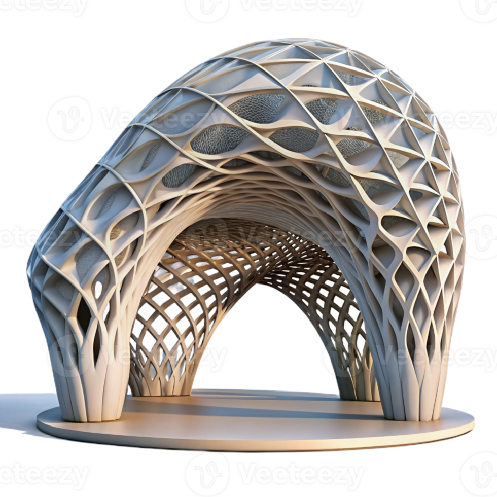 magnificent creative Parametric pavilion, flowing curves, intricate lattice structure, soft diffused lighting, modern design exclusive png