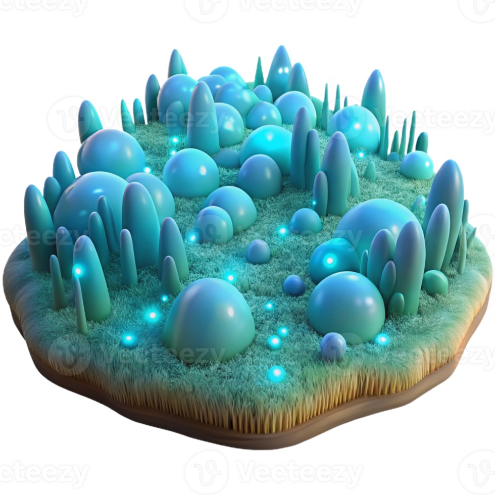 impressive modern A field of glowing, bioluminescent particles, forming an abstract landscape, illuminated by their own internal light. Style Bioluminescent Art authentic png