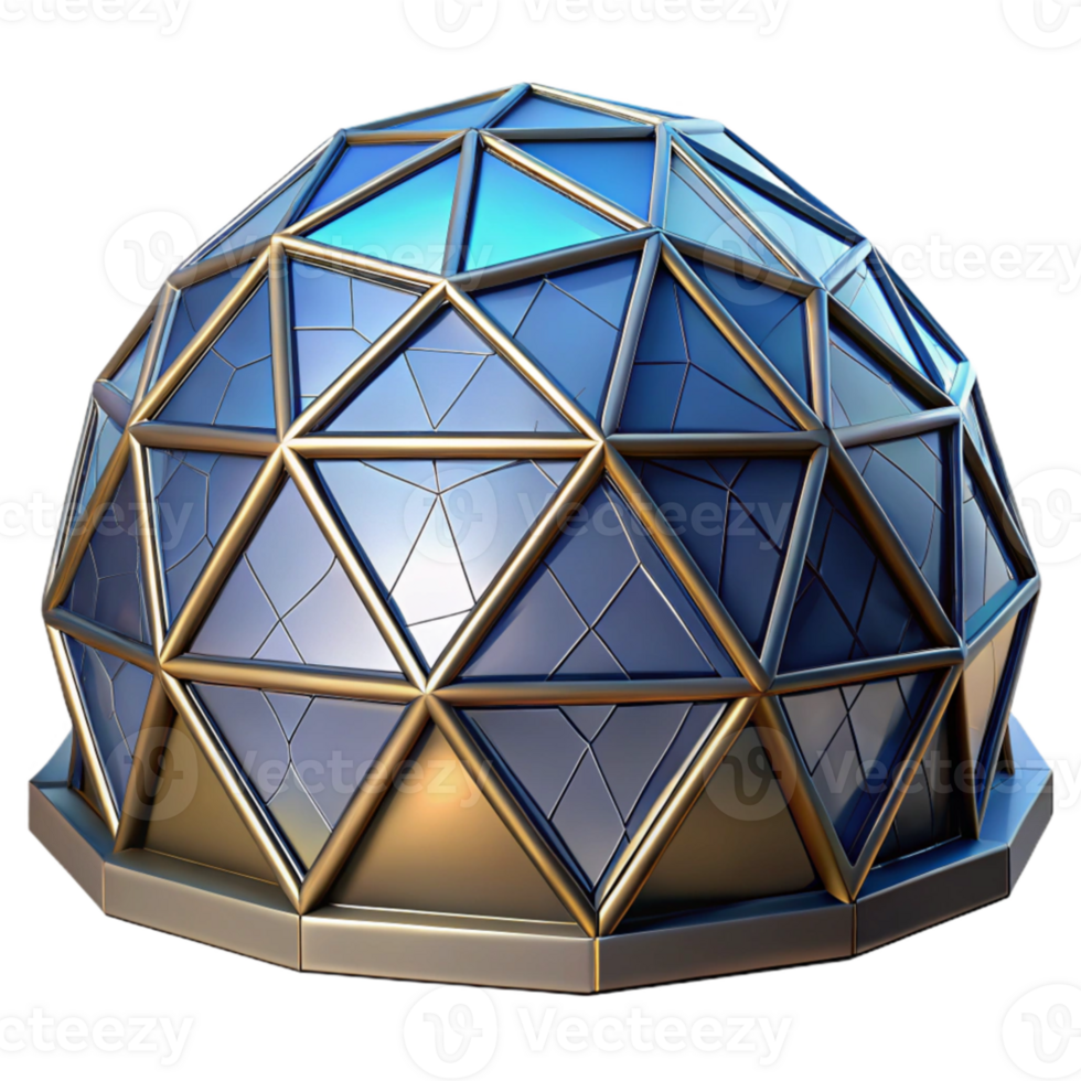 magnificent classic Geodesic dome, triangular panels, futuristic design, desert landscape, science fiction style premium png