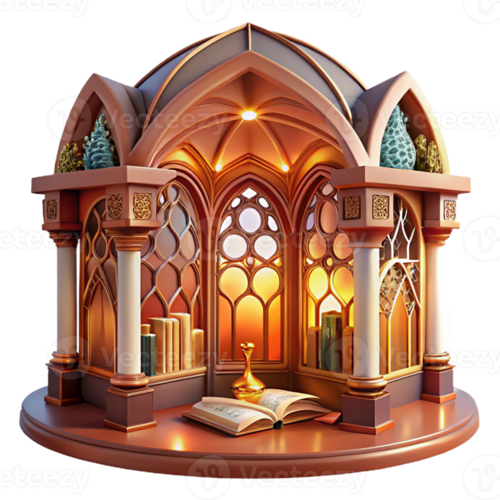 stunning rustic Art Nouveau library, intricate floral designs, stained glass windows, warm interior lighting, elegant atmosphere high quality png