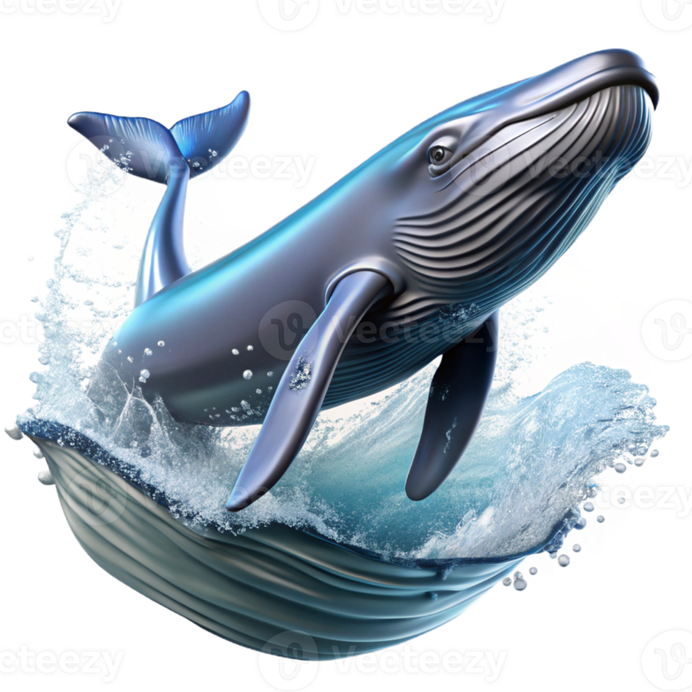 vibrant minimalist A majestic humpback whale breaching the surface of the ocean, water cascading off its massive body, in a awe-inspiring, majestic style high resolution png