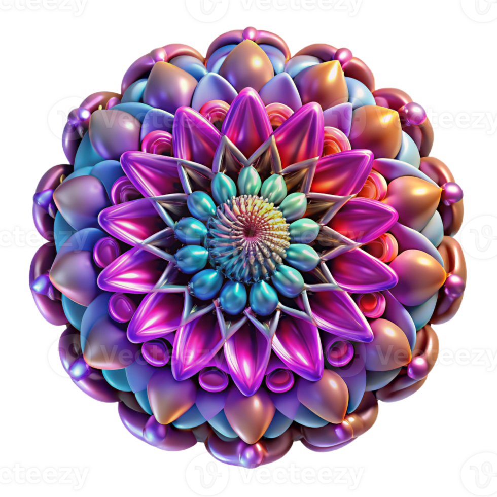 extraordinary minimalist An intricate, mandala-like pattern formed by glowing, multicolored particles, rotating slowly in a dark, cosmic void. Psychedelic art style high quality png