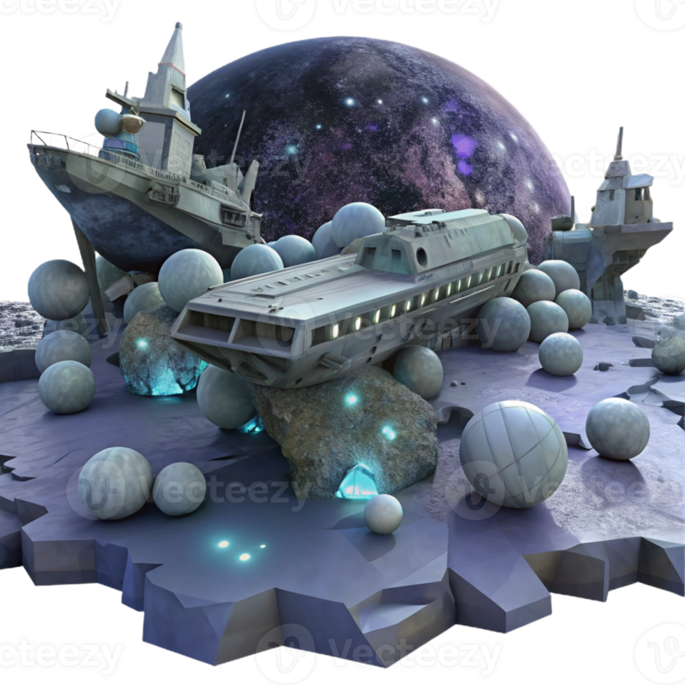 dramatic contemporary A spaceship graveyard, derelict ships floating in space, eerie and atmospheric, dark science fiction style authentic png