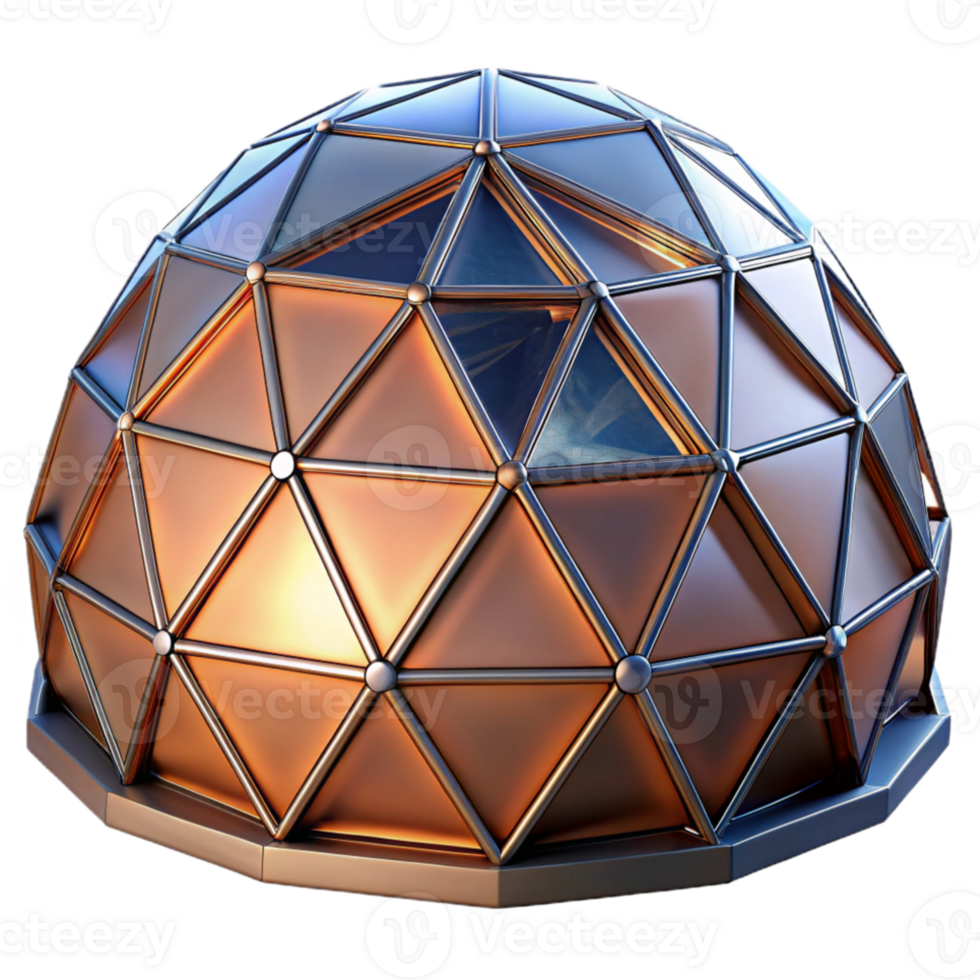 wonderful abstract Geodesic dome, triangular panels, futuristic design, desert landscape, science fiction style detailed png
