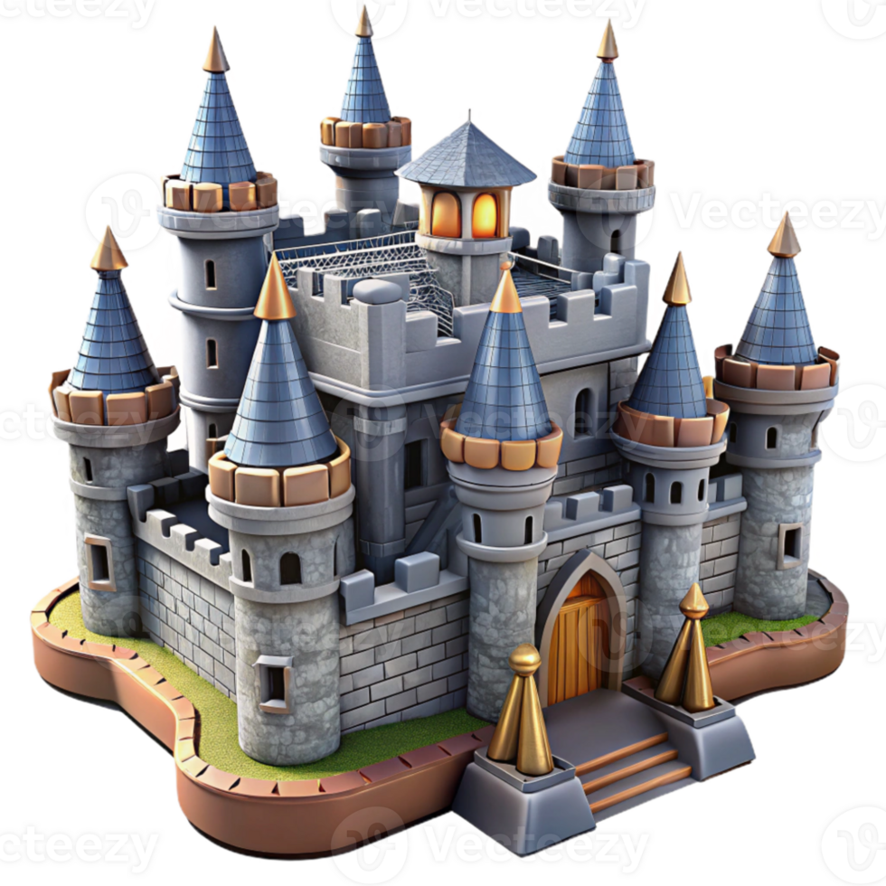 stunning creative Medieval castle, stone walls and towers, dramatic sky, fantasy art style, highly detailed, high resolution png